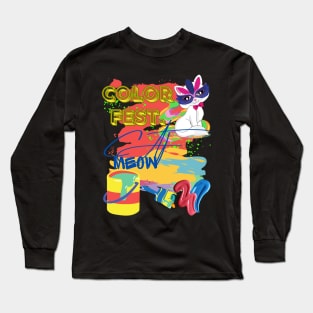CUTE CAT IN THE COLOR FEST. Long Sleeve T-Shirt